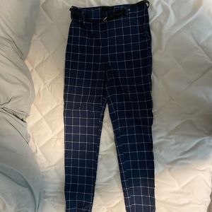Belted High waisted Plaid pants